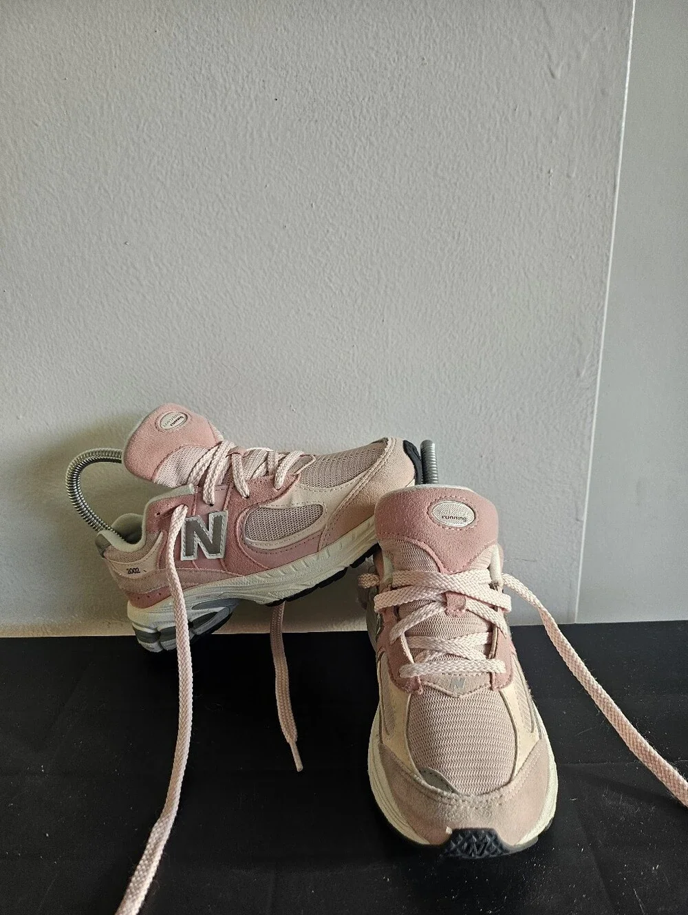 New Balance Kids Pink and Cream Lace-Up Sneakers